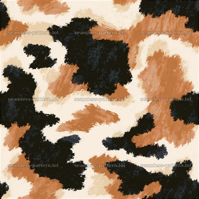 Seamless hand-drawn cowhide texture in brown and black colors — seamless tileable pattern