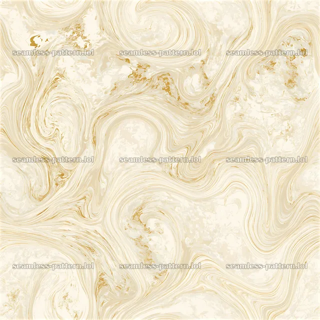 Seamless cream and gold marble repeat pattern with fluid swirls — seamless tileable pattern